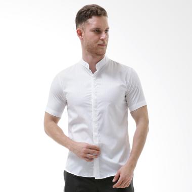 VM Kemeja Slimfit Baju Koko Tangan Pendek - Putih Polos