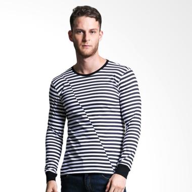Celcius Half Stripe Long Tees T-Shirt Pria [8142]