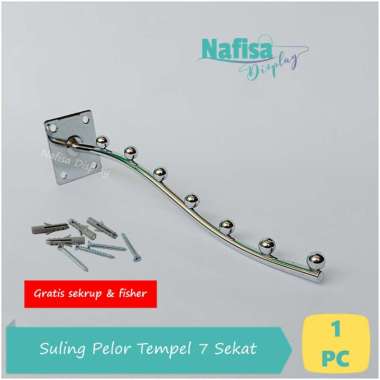 Nafisa Display [1 Pc] Hanger Pelor Tempel Tembok 7 Sekat Display Suling Gantungan Besi PT