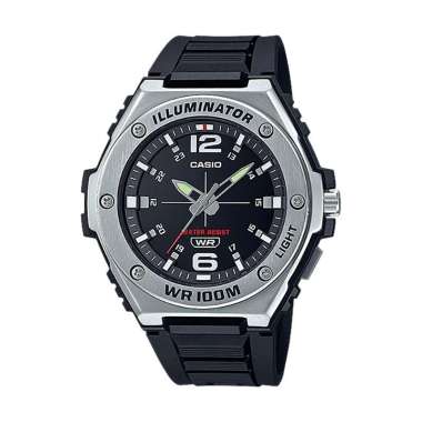 Jam Tangan Pria Casio General MWA-100H-1AVDF Illuminator Black Dial Black Resin Band Hitam