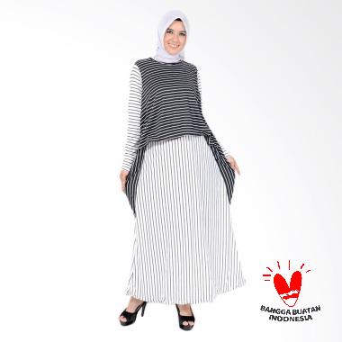 Jfashion Maxi Corak Salur Zuhairah Long Dress Gamis Wanita