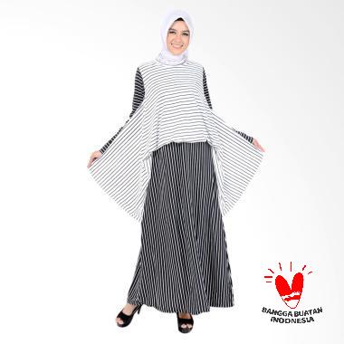 Jfashion Maxi Corak Salur Zuhairah Long Dress Gamis Wanita