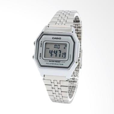 CASIO LA-680WA-7 Digital Quartz Illuminator Jam Tangan Wanita Silver White