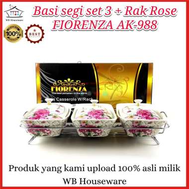 prasmanan set keramik 3 Rose fiorenza AK-988 / Basi segi motif bunga