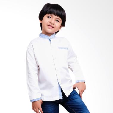 Moosca Lengan Panjang Kemeja Atasan Koko Anak Laki-laki - Putih