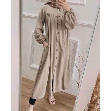 TUNIK LONG MOZYA FULL KANCING DAILY BUSUI WANITA TUNIK MOSCREPE