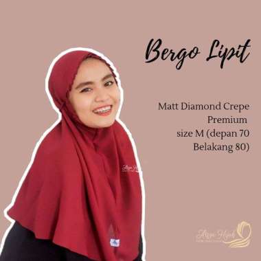 KERUDUNG INSTAN JILBAB BERGO TALI LIPIT DIAMOND CREPE NON PET Putih