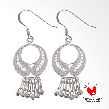 Borobudur Silver Filigri Bulan Kecil dengan Mrican SS-ERF00082A Anting