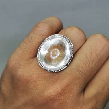 Batu Cincin Akik Kecubung Es Kristal Embun Asli