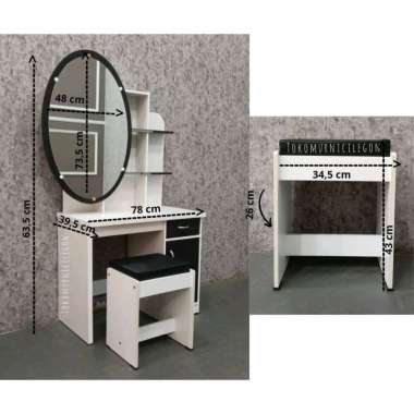 Meja Rias Oval Black - White ( free Ongkir Cilegon Serang ) hitam-putih-