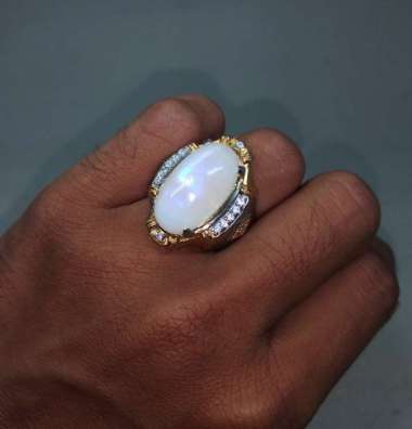 Batu Cincin Biduri Bulan Air laut Biru Moonstone Asli
