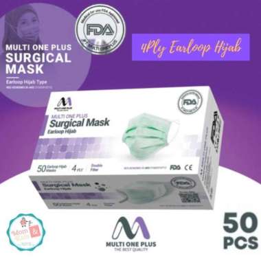 Masker Medis Multi One Plus 4 Ply Hijab Type Isi 50 Pcs Multi One Plus Surgical Mask Kemenkes