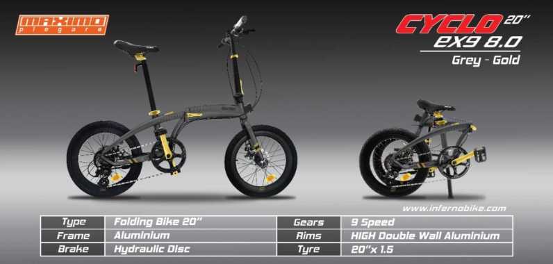 Maximo Piegare Cyclo Ex9 8.0 Sepeda Lipat 20 Inchi