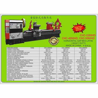Mesin Bubut Besi Gap Bed Lathe 800x480mm Importir - CHC3280HD