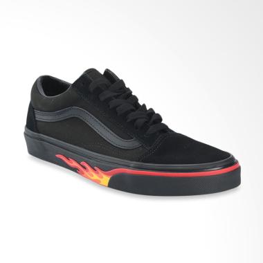 Vans UA Old Skool Flame Wall Sepatu Sneaker Pria - Black