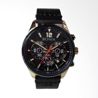 Bonia Chronograph St-Steel Leather Strap Jam Tangan Pria [BNB10393] Black
