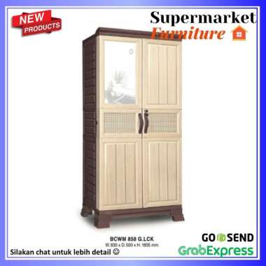 Napolly Lemari Pakaian Gantungan + Rak + Laci + Cermin (BCWM-858G.LCK KRIBO) BUBBLE WRAP 1 LAPIS