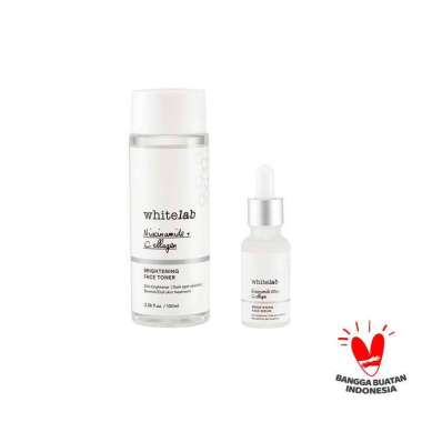 Whitelab Brightening Face Serum & Face Toner - Paket Perawatan Wajah Glowing - Pencerah Wajah Kusam