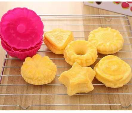Loyang Silicone Puding Cetakan Bolu Puding Kue Tahan Panas Mini Motif 100 % ORIGINAL Multicolor