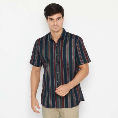 (LAST CALL) Platini Kemeja Motif Salur Pria Lengan Pendek Katun 73154