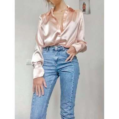 pale pink satin blouse