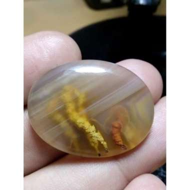 Cincin Batu Akik Susup Motif Gambar Fosfor Asap Antik