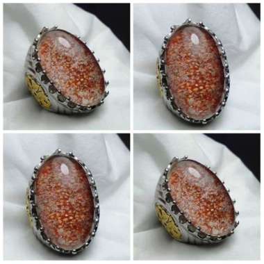 Cincin Batu Akik Natural Glass Kecubung Karang Antik