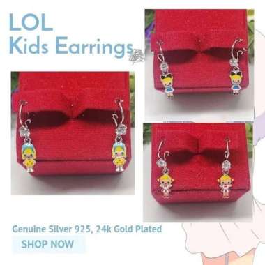BCAA065 PERHIASAN ANTING ANAK BAYI BALITA LOL PERAK SILVER 925 LAPIS EMAS PUTIH ASLI ORIGINAL