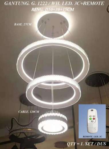 Lampu Gantung minimalis 1222 - 3 ring - 50cm