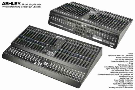 Mixer Audio Ashley King 24 Note Original 24 Channel Bluetooth - USB