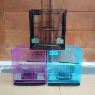 Kandang Sangkar Burung Lovebird Hamster Kecil Merk Lucky Khusus Biru - Ungu 100 % ORIGINAL