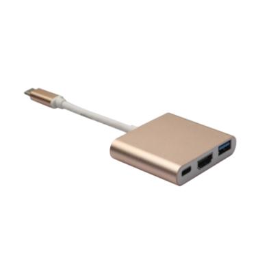 Z-TEK Type C to HDMI + USB3.0 Female + USB3.1 Female Converter Gold