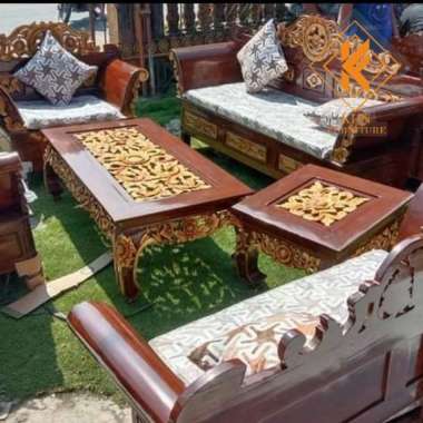 kursi madura 321 meja Ketapang kayu jati + busa