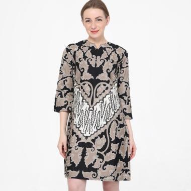 AKSA Batik Emilia Selvina Dress Batik Wanita - Gray White