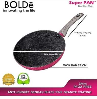 BOLDE SUPER PAN WOK 28 CM BLACK PINK WAJAN KERAMIK