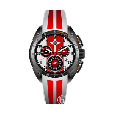MINI Cooper Red Stripes Swiss Made Jam Tangan Pria [Original/ 160107] Red White
