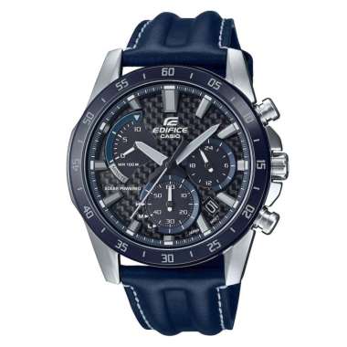 Casio EDIFICE EQS-930BL-2AVUDF Jam Tangan Pria Analog Solar Kulit Biru