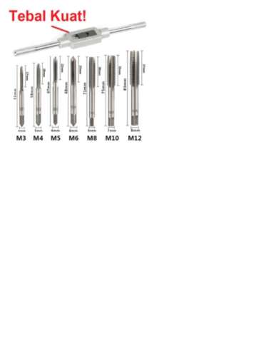 Tap Die Alat Metrik Terlaris Alat Pembuat Drat Metric Hand Tap Set M3-M12 Adjustable 8Pcs