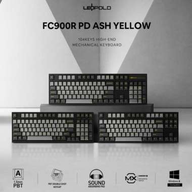 Leopold FC900R Ash/Yellow Font PD/ Blue SW/ Made in Taiwan (FC900RC/EGDPD(YF)) Black