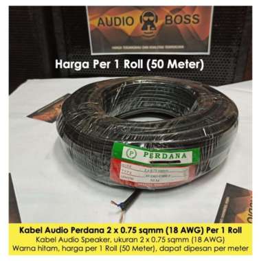 1 ROLL Kabel Speaker Audio Perdana 2 X 0.75 sqmm 18 AWG Hitam ORIGINAL 100 % Multicolor