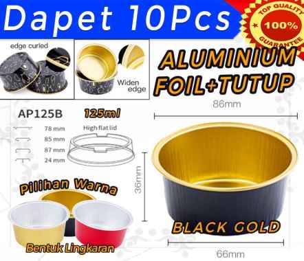 Colorful Aluminium foil baking cup food container + lid 125ml AP 125 B Black Gold