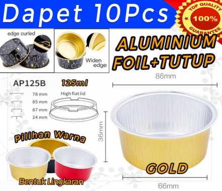 Colorful Aluminium foil baking cup food container + lid 125ml AP 125 B Gold