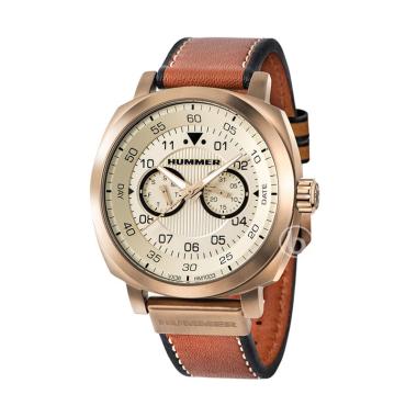 Hummer Multifunction Casual Jam Tangan Pria [Original/ HM1003] Brown/ Rose Gold