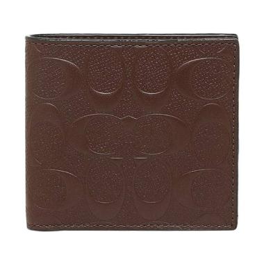 Coach Bifold Signature Embossed Coin Men's Wallet - Mahogany