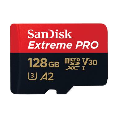 Sandisk Extreme Pro MicroSDHC Memory Card [128GB/ A2/ UHS-1/ R/W 170/90 MB/s] Hitam Merah
