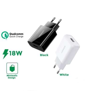 Wall Charger Kepala Adaptor iPhone 18W UGREEN USB QC 3.0 Fast Charging White