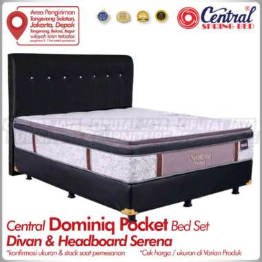 springbed Central Dominiq Pocket plush top set divan headboard serena 160 x 200