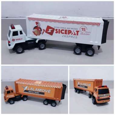 Terbaru Mainan Truk Kontainer JNE J&T SiCepat Lalamove - Miniatur Mobil Box Ekspedisi