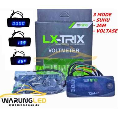 9Nine Luminos Voltmeter Digital MOTOR MOBIL 3 in 1 ANTI AIR MERAH