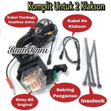 MX Kabel Relay Klakson Komplit Untuk Mobil Dan Motor Original (2 Klakson) Black